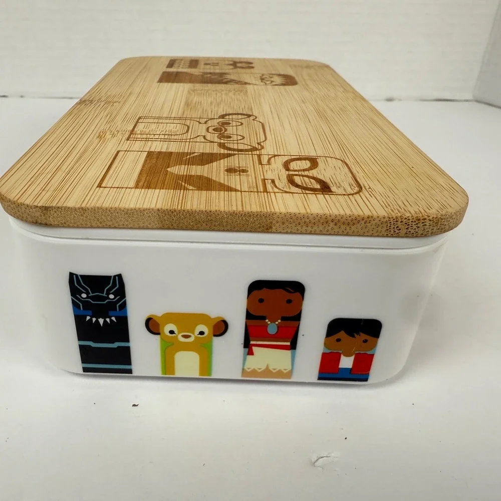 Disney 2 tier Bento Box Bamboo Lid Multi Character lunch storage container 100th